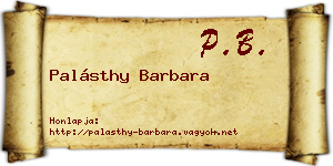 Palásthy Barbara névjegykártya